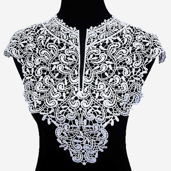 Misaya 1pc Polyester 4 Colors Flower Lace Neckline Fabric,DIY handmade Wedding Dress Lace Collar For Sewing Supplies Crafts