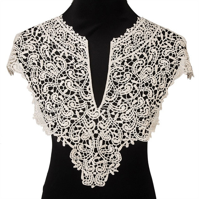 Misaya 1pc Polyester 4 Colors Flower Lace Neckline Fabric,DIY handmade Wedding Dress Lace Collar For Sewing Supplies Crafts