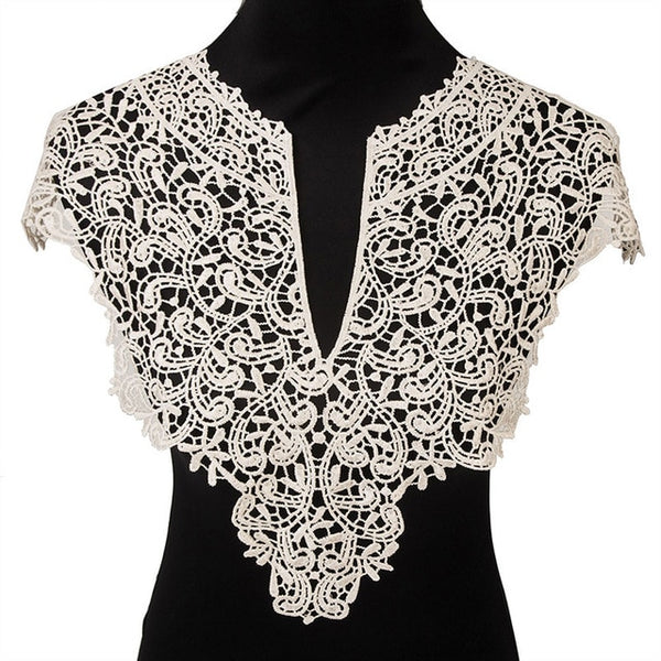 Misaya 1pc Polyester 4 Colors Flower Lace Neckline Fabric,DIY handmade Wedding Dress Lace Collar For Sewing Supplies Crafts