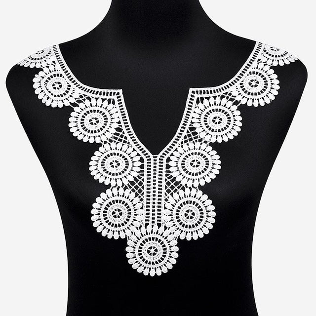 Misaya 1pc Polyester 4 Colors Flower Lace Neckline Fabric,DIY handmade Wedding Dress Lace Collar For Sewing Supplies Crafts