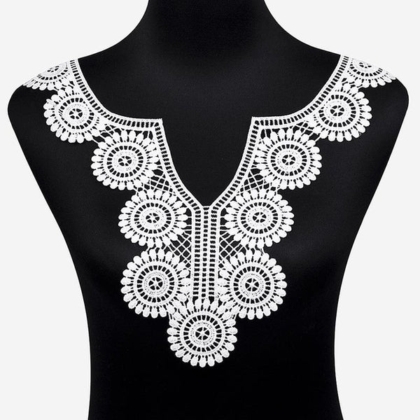 Misaya 1pc Polyester 4 Colors Flower Lace Neckline Fabric,DIY handmade Wedding Dress Lace Collar For Sewing Supplies Crafts