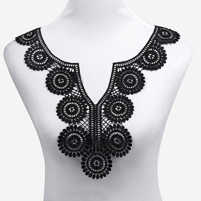 Misaya 1pc Polyester 4 Colors Flower Lace Neckline Fabric,DIY handmade Wedding Dress Lace Collar For Sewing Supplies Crafts