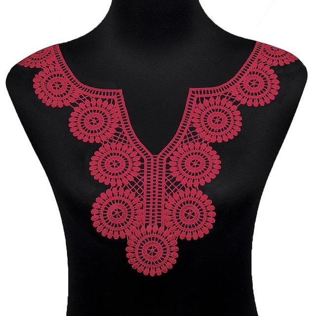 Misaya 1pc Polyester 4 Colors Flower Lace Neckline Fabric,DIY handmade Wedding Dress Lace Collar For Sewing Supplies Crafts