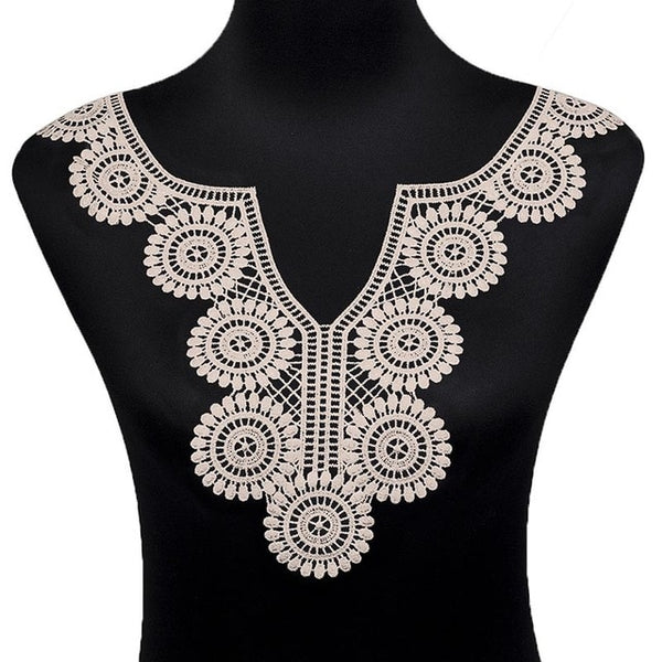 Misaya 1pc Polyester 4 Colors Flower Lace Neckline Fabric,DIY handmade Wedding Dress Lace Collar For Sewing Supplies Crafts