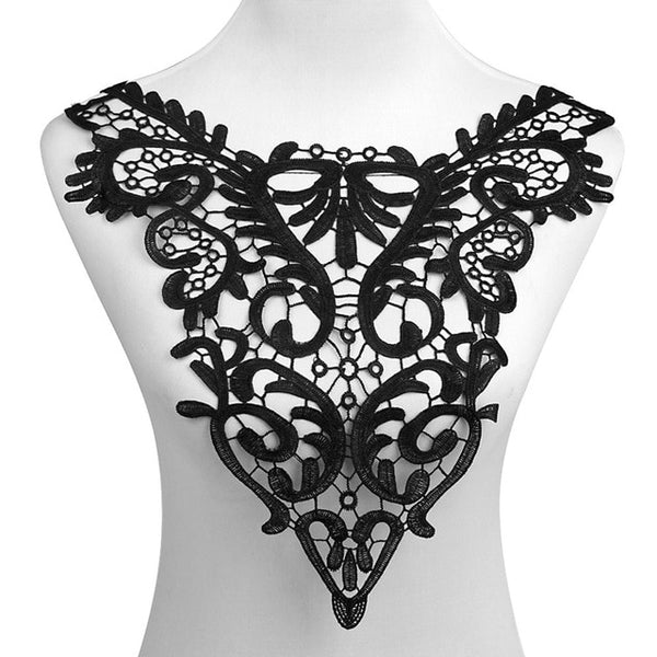 Misaya 1pc Polyester 4 Colors Flower Lace Neckline Fabric,DIY handmade Wedding Dress Lace Collar For Sewing Supplies Crafts
