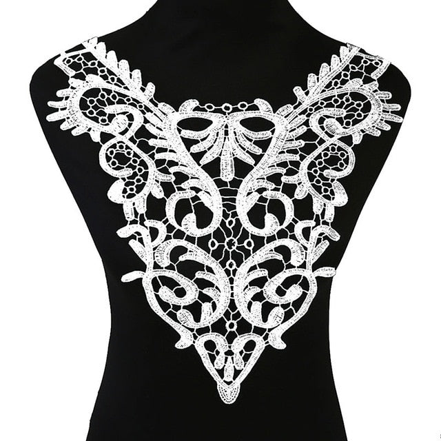 Misaya 1pc Polyester 4 Colors Flower Lace Neckline Fabric,DIY handmade Wedding Dress Lace Collar For Sewing Supplies Crafts