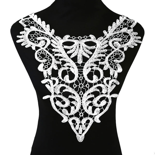 Misaya 1pc Polyester 4 Colors Flower Lace Neckline Fabric,DIY handmade Wedding Dress Lace Collar For Sewing Supplies Crafts