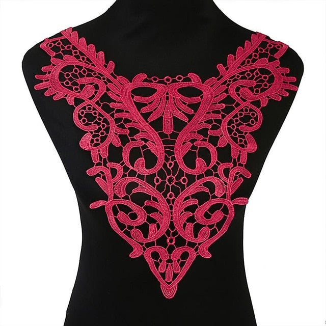 Misaya 1pc Polyester 4 Colors Flower Lace Neckline Fabric,DIY handmade Wedding Dress Lace Collar For Sewing Supplies Crafts