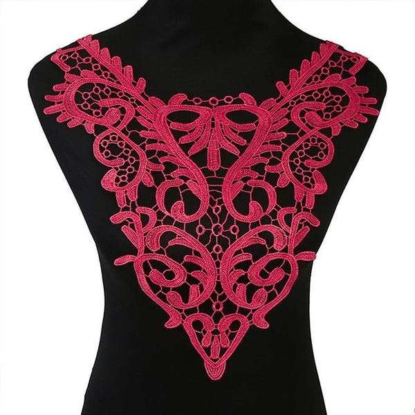 Misaya 1pc Polyester 4 Colors Flower Lace Neckline Fabric,DIY handmade Wedding Dress Lace Collar For Sewing Supplies Crafts