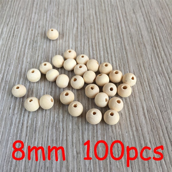 YUMUZ 10 Size 50pcs Unfinished Wooden Beads Natural wood  teething beads  jewelry making handmade