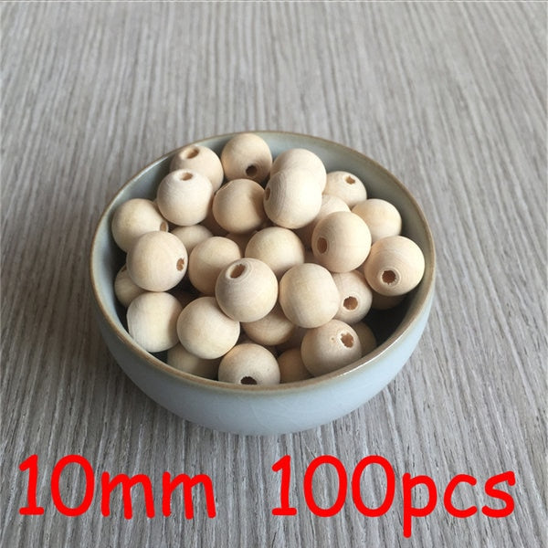 YUMUZ 10 Size 50pcs Unfinished Wooden Beads Natural wood  teething beads  jewelry making handmade