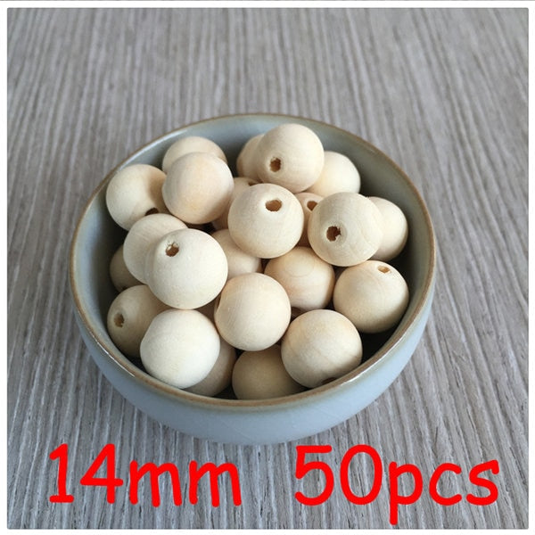 YUMUZ 10 Size 50pcs Unfinished Wooden Beads Natural wood  teething beads  jewelry making handmade