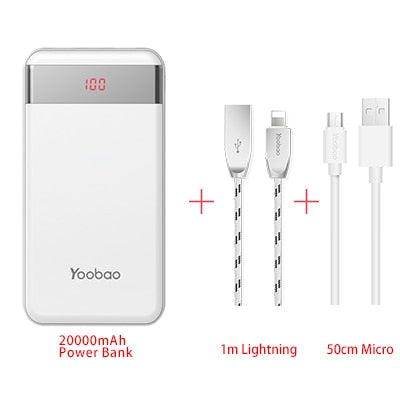Yoobao M20Pro 20000mAh Portable Charger Dual USB Output/Input (Lightning&Mircro Input) Mobile Phone External Battery Pack