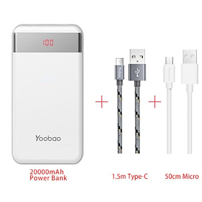 Yoobao M20Pro 20000mAh Portable Charger Dual USB Output/Input (Lightning&Mircro Input) Mobile Phone External Battery Pack