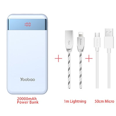 Yoobao M20Pro 20000mAh Portable Charger Dual USB Output/Input (Lightning&Mircro Input) Mobile Phone External Battery Pack