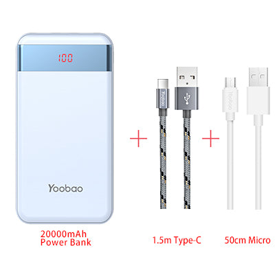 Yoobao M20Pro 20000mAh Portable Charger Dual USB Output/Input (Lightning&Mircro Input) Mobile Phone External Battery Pack