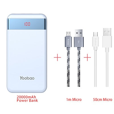 Yoobao M20Pro 20000mAh Portable Charger Dual USB Output/Input (Lightning&Mircro Input) Mobile Phone External Battery Pack