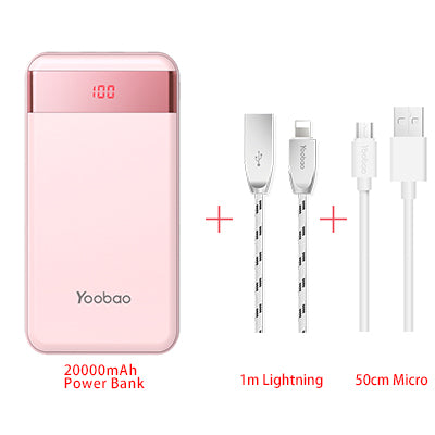 Yoobao M20Pro 20000mAh Portable Charger Dual USB Output/Input (Lightning&Mircro Input) Mobile Phone External Battery Pack