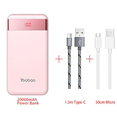 Yoobao M20Pro 20000mAh Portable Charger Dual USB Output/Input (Lightning&Mircro Input) Mobile Phone External Battery Pack