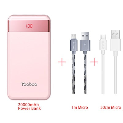 Yoobao M20Pro 20000mAh Portable Charger Dual USB Output/Input (Lightning&Mircro Input) Mobile Phone External Battery Pack