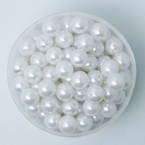 4mm-20mm straight holes white ivory round imitation plastic pearl beads for jewelry accessories Beads & Jewelry Making