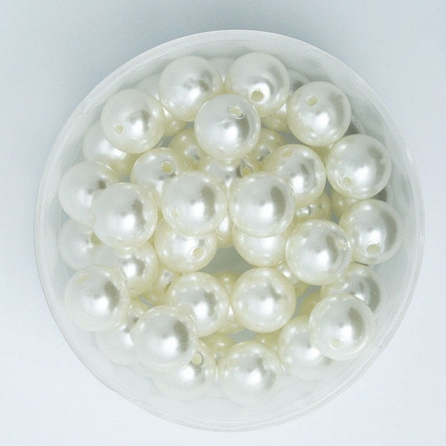 4mm-20mm straight holes white ivory round imitation plastic pearl beads for jewelry accessories Beads & Jewelry Making