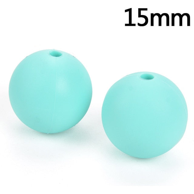 100pieces/lot Silicone Beads Baby Teething Beads 15mm Safe Food Grade Nursing Chewing Round Silicone Beads
