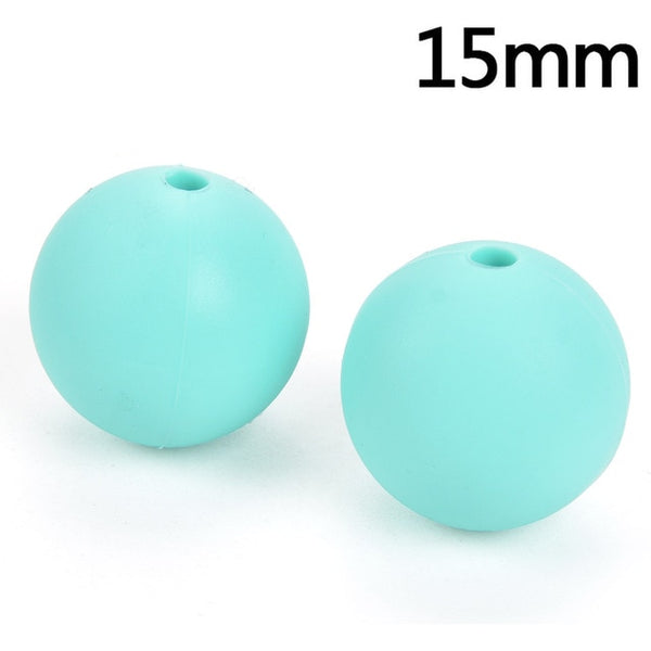 100pieces/lot Silicone Beads Baby Teething Beads 15mm Safe Food Grade Nursing Chewing Round Silicone Beads