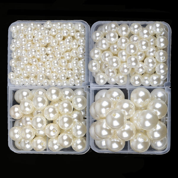 4mm-20mm straight holes white ivory round imitation plastic pearl beads for jewelry accessories Beads & Jewelry Making