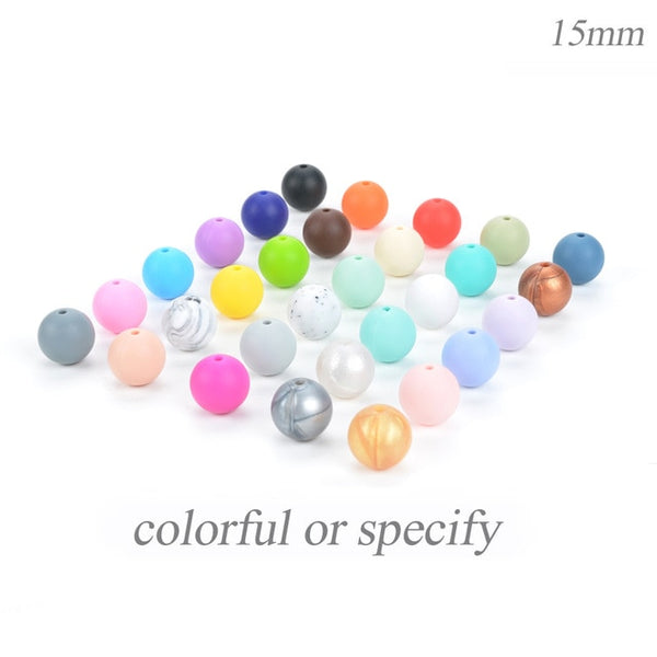 100pieces/lot Silicone Beads Baby Teething Beads 15mm Safe Food Grade Nursing Chewing Round Silicone Beads