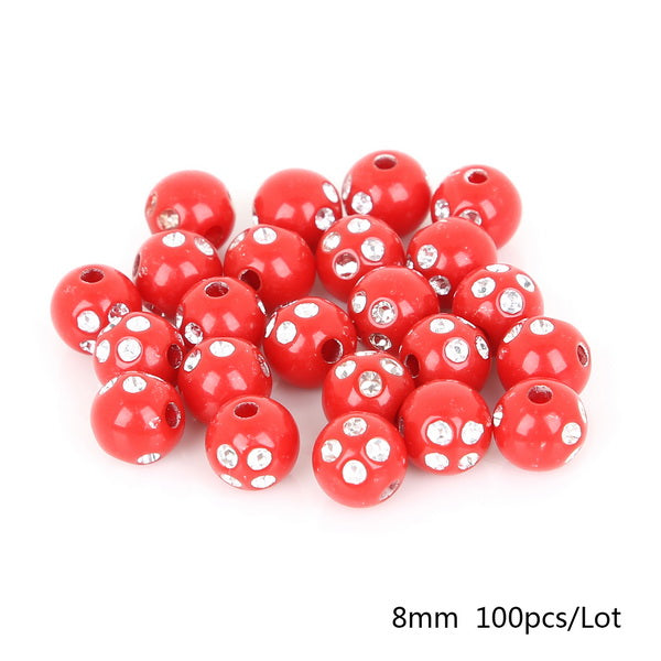 Hot Selling 100 piece/lot 8mm Multi Colors Shiny Acrylic Round Beads For DIY Bracelets & Necklaces Jewelry Makings