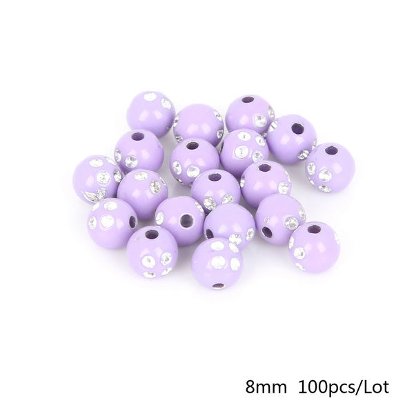 Hot Selling 100 piece/lot 8mm Multi Colors Shiny Acrylic Round Beads For DIY Bracelets & Necklaces Jewelry Makings