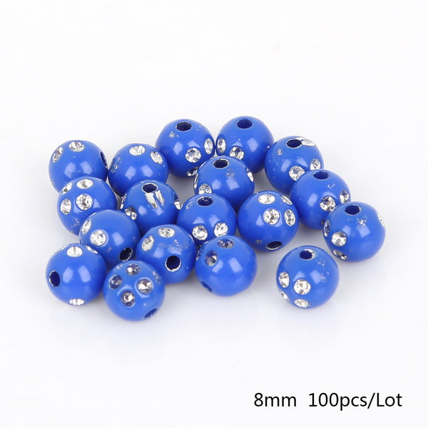 Hot Selling 100 piece/lot 8mm Multi Colors Shiny Acrylic Round Beads For DIY Bracelets & Necklaces Jewelry Makings