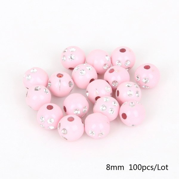 Hot Selling 100 piece/lot 8mm Multi Colors Shiny Acrylic Round Beads For DIY Bracelets & Necklaces Jewelry Makings