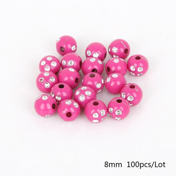 Hot Selling 100 piece/lot 8mm Multi Colors Shiny Acrylic Round Beads For DIY Bracelets & Necklaces Jewelry Makings