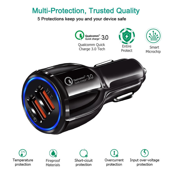 Olaf Car USB Charger Quick Charge 3.0 2.0 Mobile Phone Charger 2 Port USB Fast Car Charger for iPhone Samsung Tablet Car-Charger