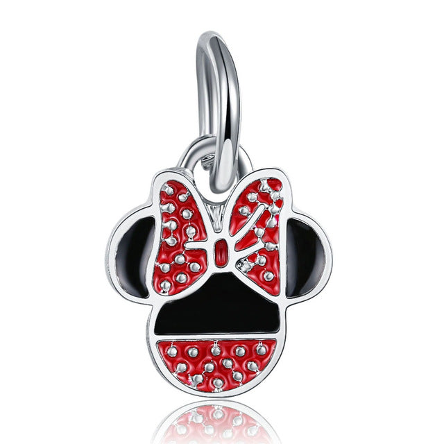 2018 Silver Plated Bead Cartoon Mouse Princess Dress Wallet Pendant Charm Beads Fit Pandora Women Diy Bracelets Bangles Jewelry