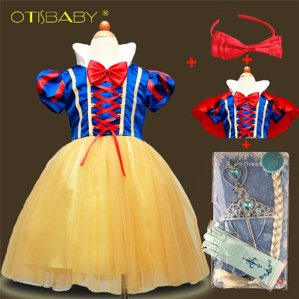 OTISBABY 4 layers Snow White Cosplay Dresses for Girls Party Princess Dress Children's Tulle Dress Baby Girl Tutu Dress Infant