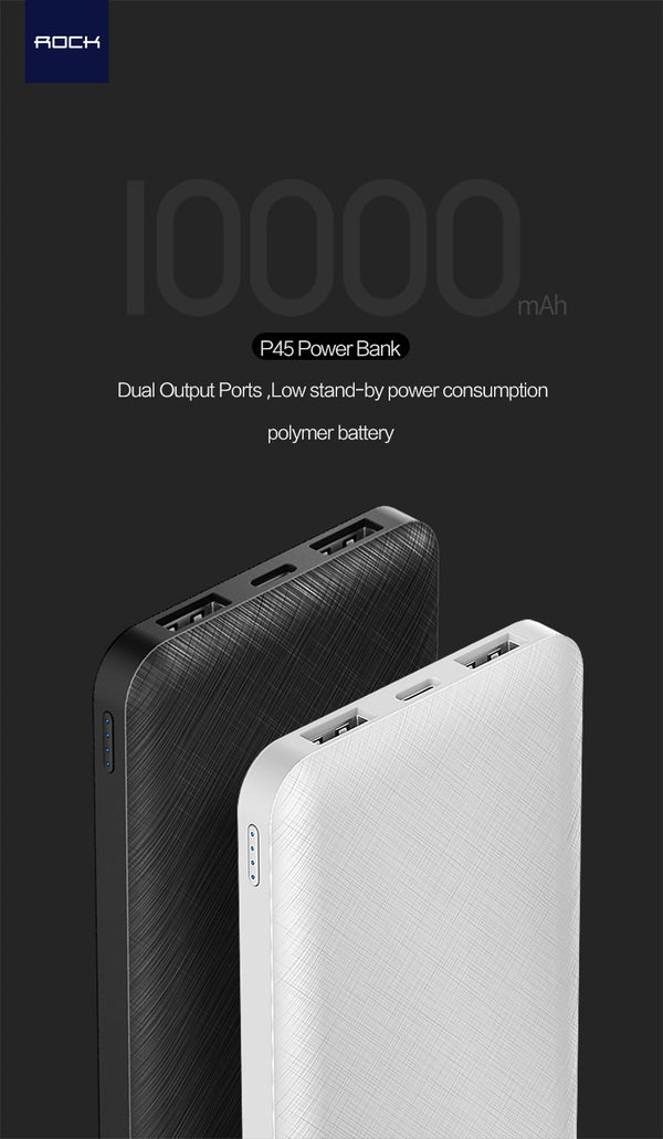 ROCK Slim Power Bank 10000 mAh Portable Charging Ultra thin Powerbank external battery backup pack for iPhone poverbank 10000mah