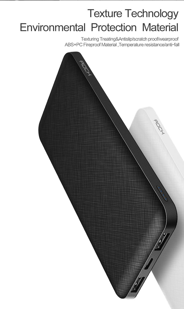 ROCK Slim Power Bank 10000 mAh Portable Charging Ultra thin Powerbank external battery backup pack for iPhone poverbank 10000mah