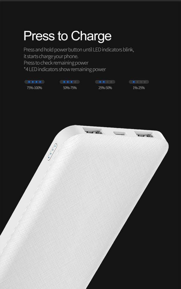 ROCK Slim Power Bank 10000 mAh Portable Charging Ultra thin Powerbank external battery backup pack for iPhone poverbank 10000mah