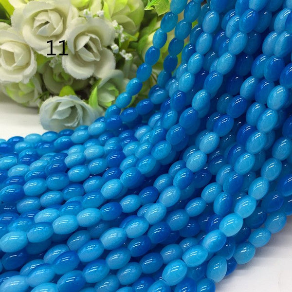 New 4x6/ 6x8 8x11mm Oval Rugby Glass Beads Pattern Spacer Loose Jewelry Making crafts