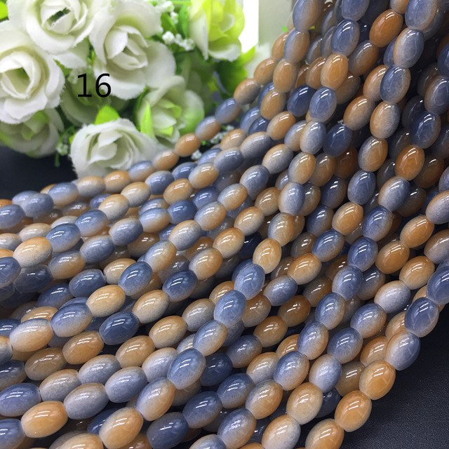 New 4x6/ 6x8 8x11mm Oval Rugby Glass Beads Pattern Spacer Loose Jewelry Making crafts