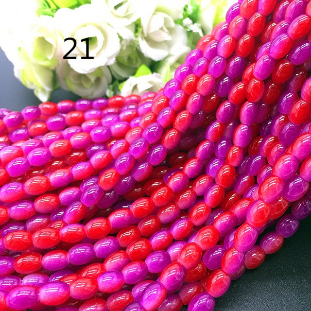 New 4x6/ 6x8 8x11mm Oval Rugby Glass Beads Pattern Spacer Loose Jewelry Making crafts