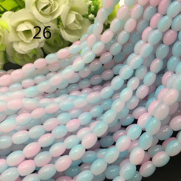 New 4x6/ 6x8 8x11mm Oval Rugby Glass Beads Pattern Spacer Loose Jewelry Making crafts