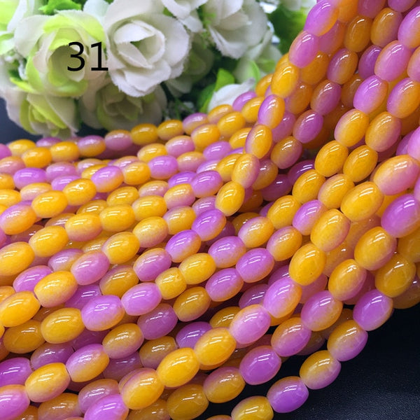 New 4x6/ 6x8 8x11mm Oval Rugby Glass Beads Pattern Spacer Loose Jewelry Making crafts