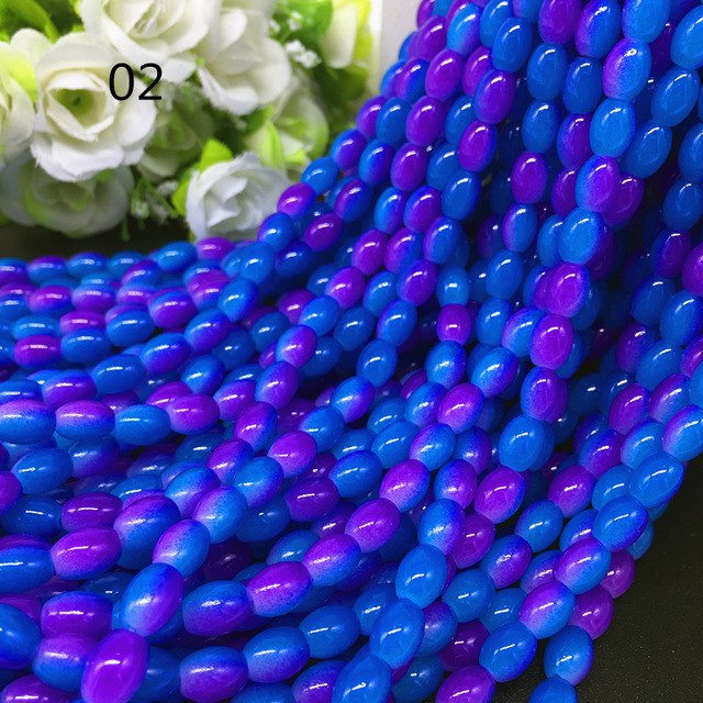 New 4x6/ 6x8 8x11mm Oval Rugby Glass Beads Pattern Spacer Loose Jewelry Making crafts