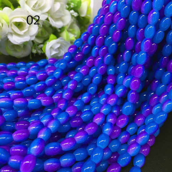 New 4x6/ 6x8 8x11mm Oval Rugby Glass Beads Pattern Spacer Loose Jewelry Making crafts