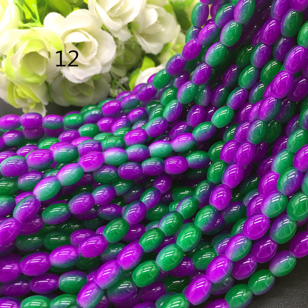 New 4x6/ 6x8 8x11mm Oval Rugby Glass Beads Pattern Spacer Loose Jewelry Making crafts