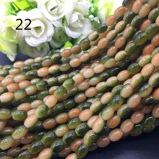 New 4x6/ 6x8 8x11mm Oval Rugby Glass Beads Pattern Spacer Loose Jewelry Making crafts